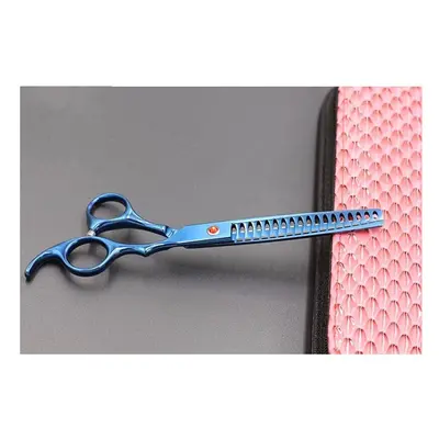 (Blue) Multicolor Professional Pet Dog Scissors Stainless Steel Thinning Cutting Shears Cats Dog