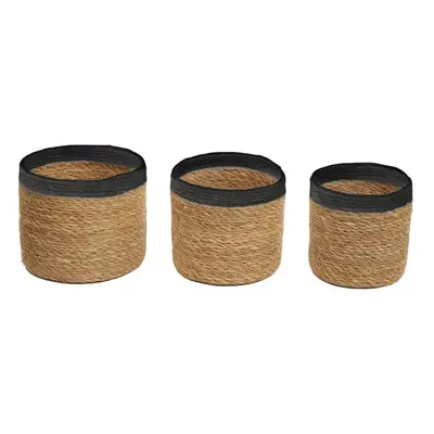 Premier Housewares Set of Three Natural and Black Baskets