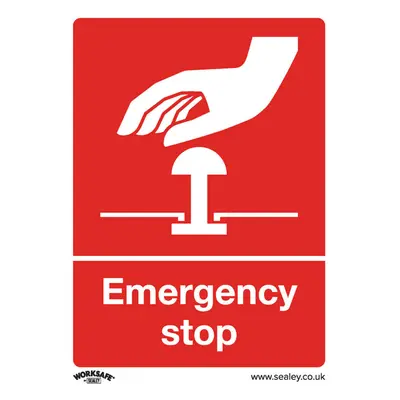 10x EMERGENCY STOP Health & Safety Sign - Rigid Plastic x 100mm Warning Plate