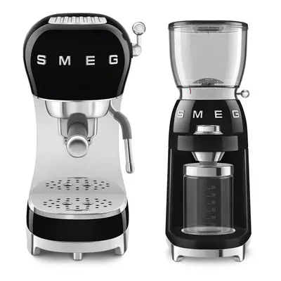 Smeg 50's Style Retro Coffee Range Set, Espresso Coffee Machine with Steam Wand, with Stainless 