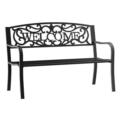 Outsunny Garden Bench Double Seat Park Steel Chair Garden Outdoor Metal Patio