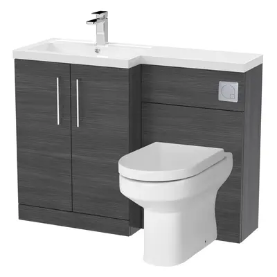 Level Bathroom Bundle Floor Standing Vanity Basin and WC Unit with Pan, Seat and Cistern - Left 