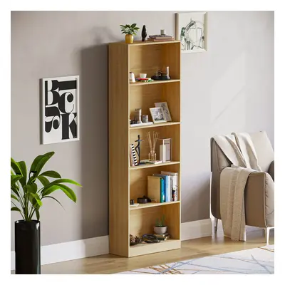 (Oak) Cambridge Tier Bookcase Tall Shelf Storage Unit