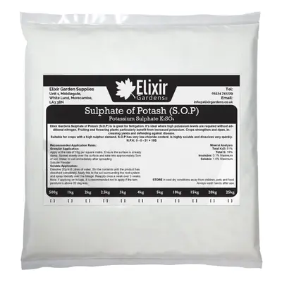 (10kg) Elixir Gardens | Sulphate of Potash/Potassium Sulphate | Soluble Fruit / Berries & Tomato