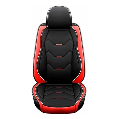 (Red) Universal PU Leather Car Auto Front Seat Cushion Pad Cover Protector Mat Black