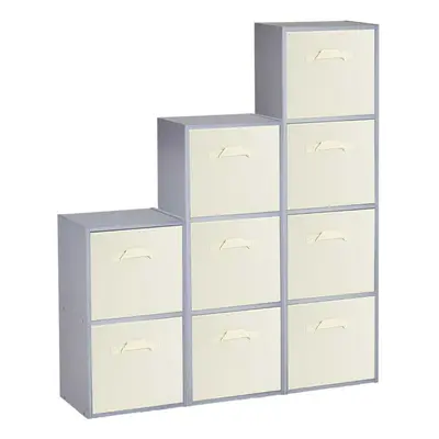 (Grey, Cream) Cubed Wooden Storage Units Shelves + Drawers