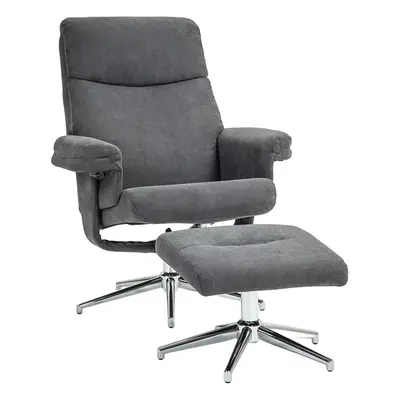 HOMCOM Recliner Chair with Footstool with Adjustable Back Charcoal Grey