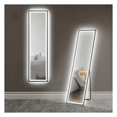 HOMCOM x 40cm Full Length Mirror w/ Adjustable Lights Metal Frame Black