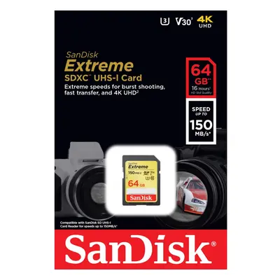 Sandisk 64GB Extreme SDXC card U3, V30, 150MB/s