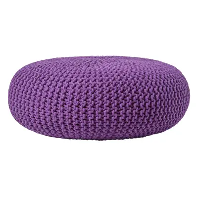 (Purple) Knitted Cotton Large Round Pouffe Footstool x cm