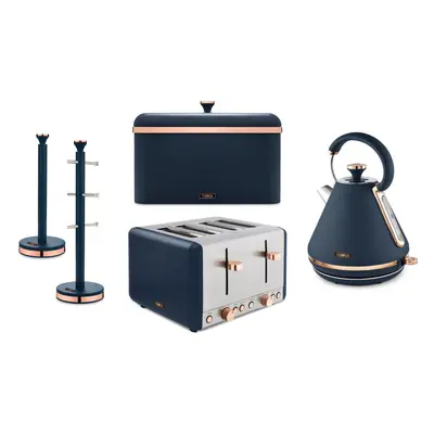 Tower Cavaletto Kettle Toaster Bread Bin Mug Tree Towel Pole Blue/Rose Gold