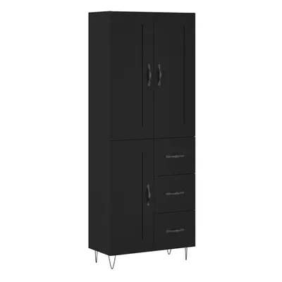 (black, wood door drawers) vidaXL Highboard Sideboard Tall Storage Cabinet Side Cabinet Engineer