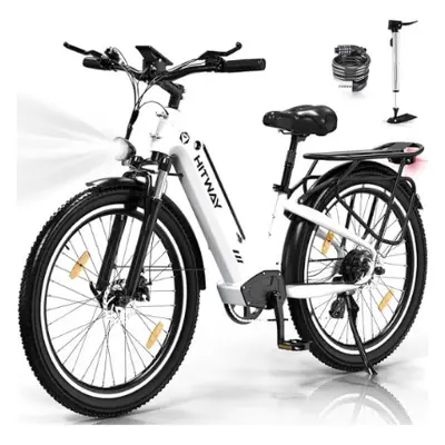 (White) HITWAY 26x3.0 Electric Bike,bk16,250W City Cruiser E bike