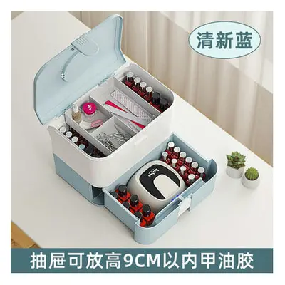 (Fresh blue, 32cm*20cm*25cm) Handicular Cosmetics Storage Box Anti -Dust Lipstick Lipstick Plast