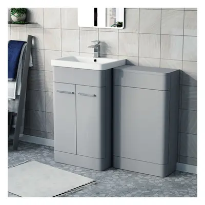 Nes Home Matte Grey 1000mm Freestanding Cabinet Ceramic Basin WC Unit Flat Pack