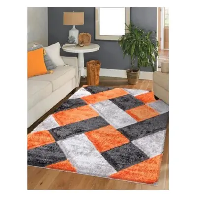 (Orange (ORION), x cm ) New Soft Shaggy Modern Indoor/Outdoor Bedroom Rug Living Room Carpet Run