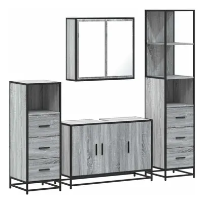 (grey sonoma) vidaXL 4ÃÂ Piece Bathroom Furniture SetÃÂ Black Engineered Wood bathroom cabinet