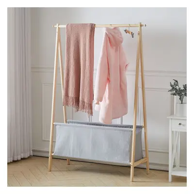 Freestanding Bedroom Clothes Rack with Storage Basket