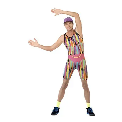 23696 Aerobics Instructor Costume, Multi-Coloured, Men, XXL-Size 50"-52"