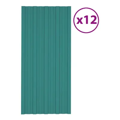 vidaXL 12x Roof Panels Galvanised Steel Green Profile Sheet Shed Roof Panel