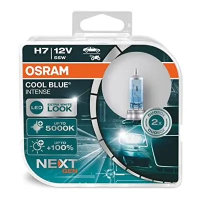 OSRAM COOL BLUE INTENSE H7, +100% more brightness, up to 5,000K, halogen headlight lamp, LED loo