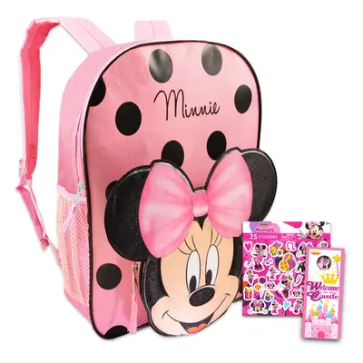 Disney Minnie Mouse Backpack for Toddlers Bundle ~ Premium 12"" Minnie Mouse Mini School Bag wit