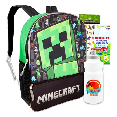 Minecraft Backpack for Boys - Bundle with 16"" Minecraft Backpack for School and Travel Plus Sti