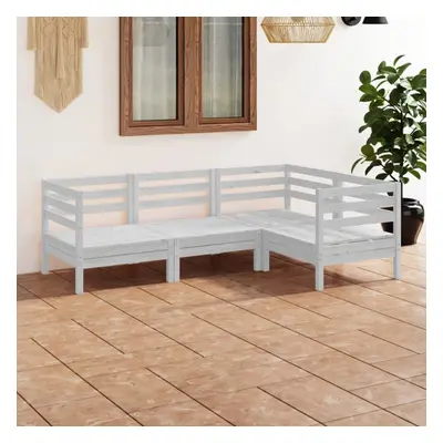 vidaXL Garden Lounge Set Outdoor Sofa Set Couch Piece Solid Pinewood White