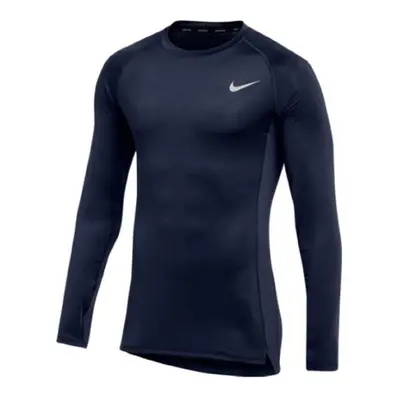 Nike Mens Pro Fitted Long Sleeve Training Tee (Large Navy)