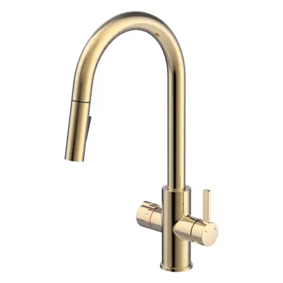 SIA 4-in-1 Brushed Gold Boiling Tap with Tank & Filter Pull Out Spray BWT4GO