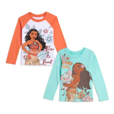 Disney Moana Toddler Girls Pack T-Shirts White/Blue 4T