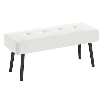 HOMCOM End of Bed Bench with Thick Padding for Entryway, Cream White