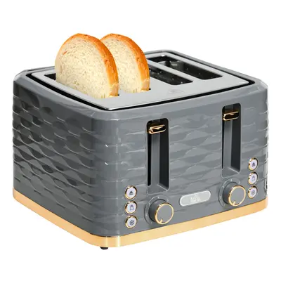 HOMCOM Toaster with Slot, Browning Levels, 1600W, Grey Ripple