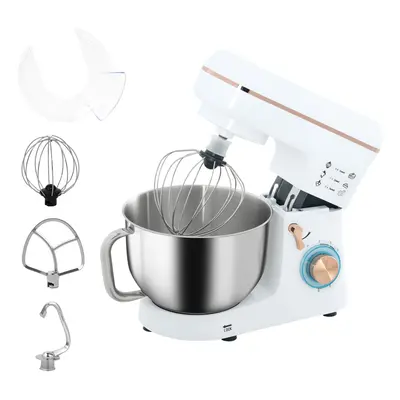 HOMCOM Electric Stand Mixer, 5L Food Mixer with Dough Hook, Whisk, White