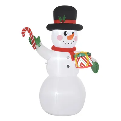 Outsunny 6FT Inflatable Snowman with Candy Cane and Gift Box for Party