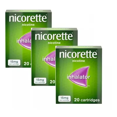 3 X Nicorette 15mg Nicotine Inhalator For Light & Heavy Smokers