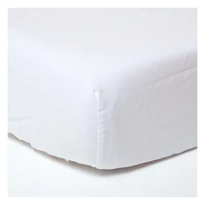 (White, Single) Linen Deep Fitted Sheet