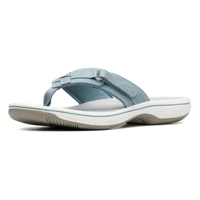 Clarks womens Breeze Sea Flip Flop Blue Grey Synthetic US