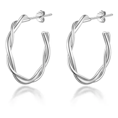 Sterling Silver Twisted Knot Hoop Earrings