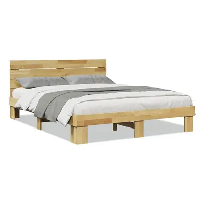 vidaXL Bed Frame with Headboard without Mattress 160x200 cm Solid Wood Oak