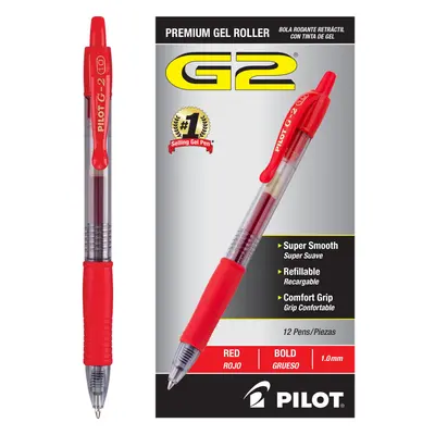 Pilot G2 Premium Gel Roller Pens Bold Point mm Pack of Red