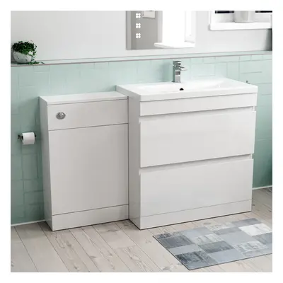 Nes Home White Freestanding PVC 800mm Drawers Vanity & WC Unit