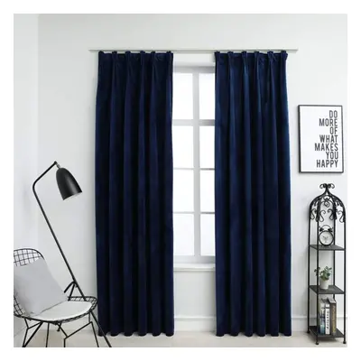 vidaXL Blackout Curtains pcs with Hooks Velvet Dark Blue 140x245 cm