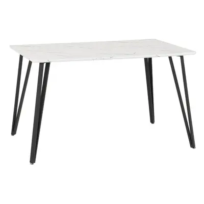 Marlow White Marble Effect/Black Dining Table