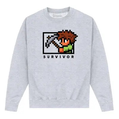 (M, Heather Grey) Terraria Unisex Adult Survivor Sweatshirt