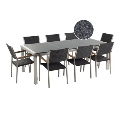 Dining Set for GROSSETO Stone Granite Effect 220x100x74 cm Black