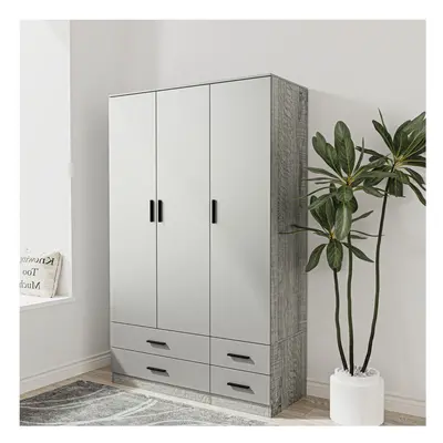 (Ash Grey & Cool Grey) Door Drawer Wardrobe Storage Shelf Hanging Bedroom Modern Furniture