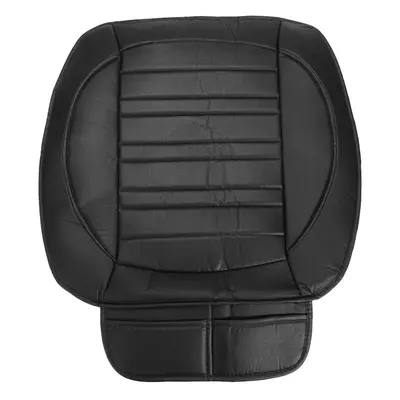 (Black) Waterproof Car Front Racing Seat Cover PU Cushion Pad Padded Mat with Rope