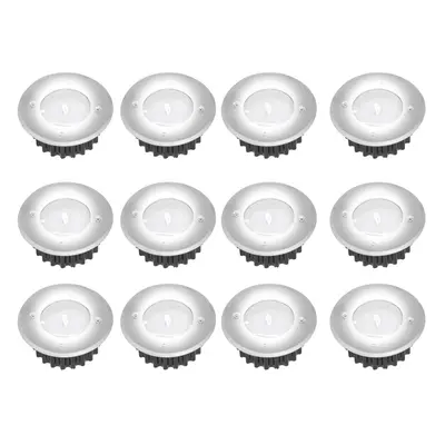 (12pcs, White Light) Solar-Powered Stainless Steel LED Deck Lights