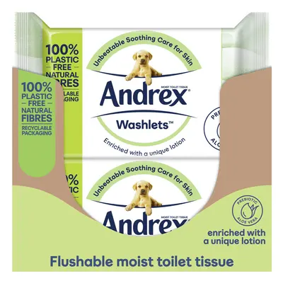 Ultra Care Washlets, Packs - Flushable Toilet Wipes - Skin Kind Soothing Wipes - Contains Aloe V